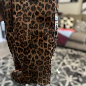 🆕 Patent leather Leopard wedge boots